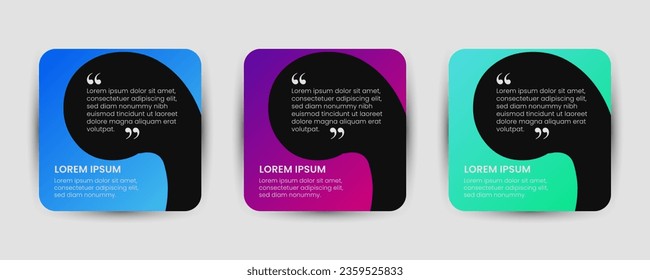 Set of Social Media Post Design Templates for Quotes. Quote Frame Blank Template Set. Quote Instagram Template. Modern Gradient Background.