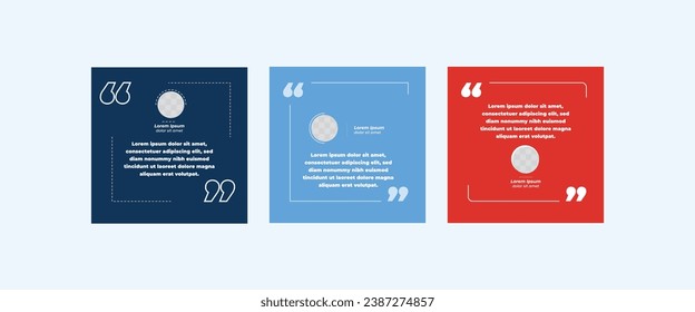 Set of Social Media Post Design Templates for Quotes. Quote Frame Template Set with Copy Space for Text with a different colour. Text in brackets.