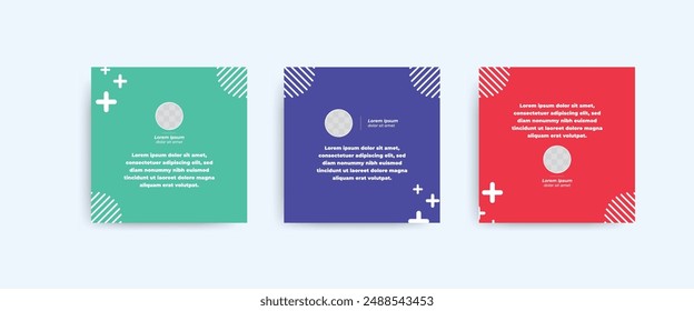 Set of Social Media Post Design Templates for Quotes. Quote Frame Template Set with Copy Space for Text with a different colour. Text in brackets.