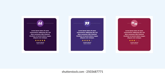 Set of Social Media Post Design Templates for Quotes. Quote Frame Template Set with Copy Space for Text with a different colour. Text in brackets.