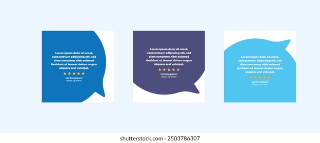 Set of Social Media Post Design Templates for Quotes. Quote Frame Template Set with Copy Space for Text with a different colour. Text in brackets.