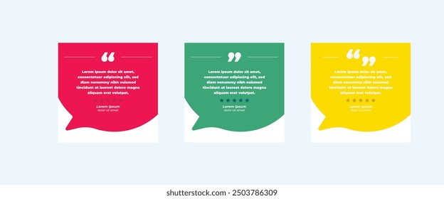 Set of Social Media Post Design Templates for Quotes. Quote Frame Template Set with Copy Space for Text with a different colour. Text in brackets.