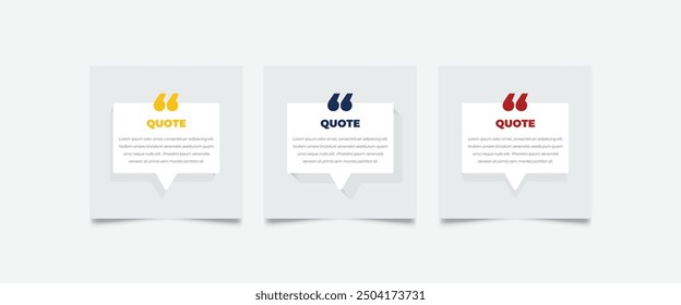 Set of Social Media Post Design Templates for Quotes. Quote Frame Template Set with Copy Space for Text with a different colour. Text in brackets.