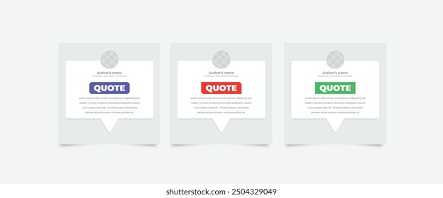 Set of Social Media Post Design Templates for Quotes. Quote Frame Template Set with Copy Space for Text with a different colour. Text in brackets.