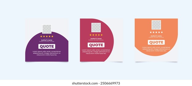 Set of Social Media Post Design Templates for Quotes. Quote Frame Template Set with Copy Space for Text with a different colour. Text in brackets.