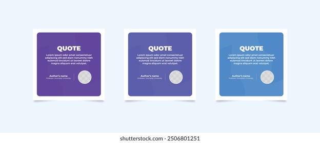 Set of Social Media Post Design Templates for Quotes. Quote Frame Template Set with Copy Space for Text with a different colour. Text in brackets.