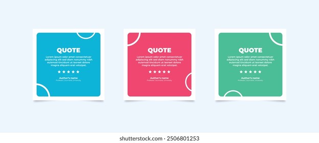 Set of Social Media Post Design Templates for Quotes. Quote Frame Template Set with Copy Space for Text with a different colour. Text in brackets.