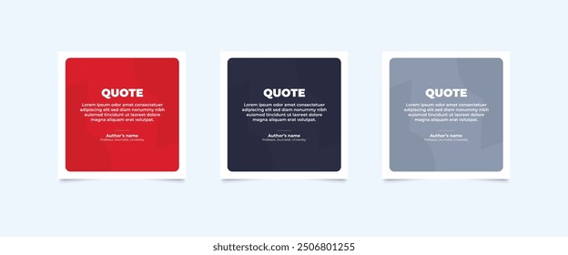 Set of Social Media Post Design Templates for Quotes. Quote Frame Template Set with Copy Space for Text with a different colour. Text in brackets.