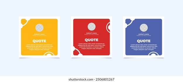 Set of Social Media Post Design Templates for Quotes. Quote Frame Template Set with Copy Space for Text with a different colour. Text in brackets.