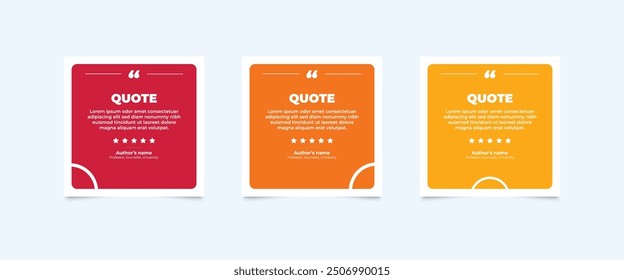 Set of Social Media Post Design Templates for Quotes. Quote Frame Template Set with Copy Space for Text with a different colour. Text in brackets.