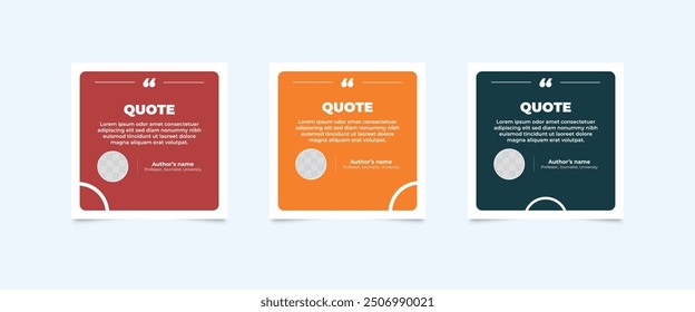 Set of Social Media Post Design Templates for Quotes. Quote Frame Template Set with Copy Space for Text with a different colour. Text in brackets.