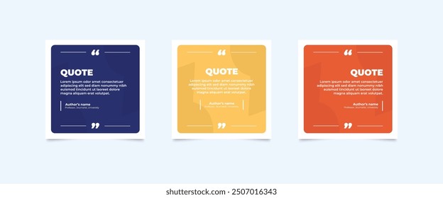 Set of Social Media Post Design Templates for Quotes. Quote Frame Template Set with Copy Space for Text with a different colour. Text in brackets.