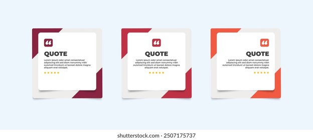 Set of Social Media Post Design Templates for Quotes. Quote Frame Template Set with Copy Space for Text with a different colour. Text in brackets.