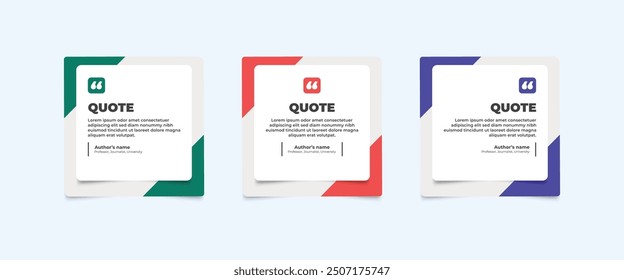 Set of Social Media Post Design Templates for Quotes. Quote Frame Template Set with Copy Space for Text with a different colour. Text in brackets.