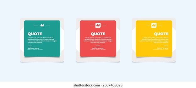 Set of Social Media Post Design Templates for Quotes. Quote Frame Template Set with Copy Space for Text with a different colour. Text in brackets.
