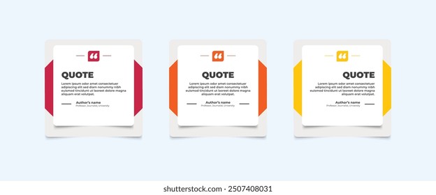 Set of Social Media Post Design Templates for Quotes. Quote Frame Template Set with Copy Space for Text with a different colour. Text in brackets.