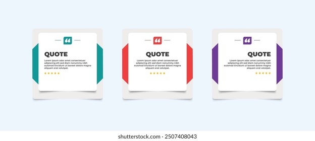 Set of Social Media Post Design Templates for Quotes. Quote Frame Template Set with Copy Space for Text with a different colour. Text in brackets.