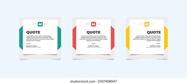 Set of Social Media Post Design Templates for Quotes. Quote Frame Template Set with Copy Space for Text with a different colour. Text in brackets.