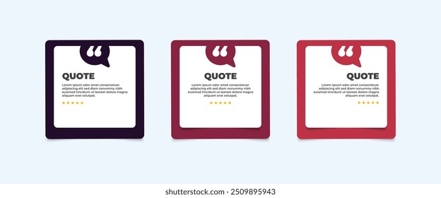 Set of Social Media Post Design Templates for Quotes. Quote Frame Template Set with Copy Space for Text with a different colour. Text in brackets.