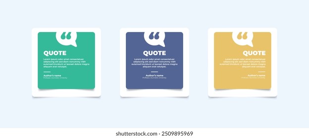 Set of Social Media Post Design Templates for Quotes. Quote Frame Template Set with Copy Space for Text with a different colour. Text in brackets.