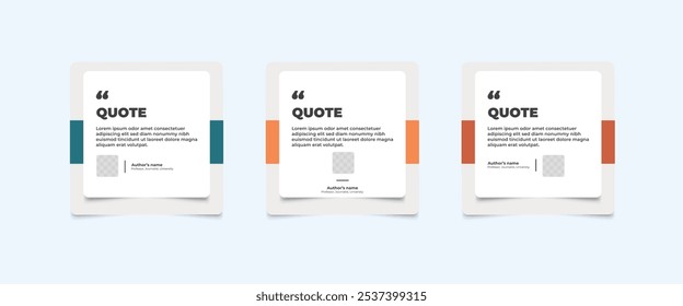 Set of Social Media Post Design Templates for Quotes. Quote Frame Template Set with Copy Space for Text with a different colour. Text in brackets.