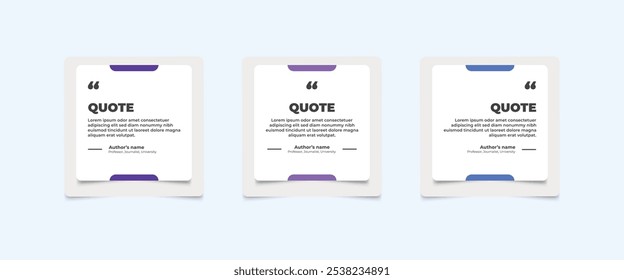 Set of Social Media Post Design Templates for Quotes. Quote Frame Template Set with Copy Space for Text with a different colour. Text in brackets.