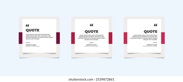 Set of Social Media Post Design Templates for Quotes. Quote Frame Template Set with Copy Space for Text with a different colour. Text in brackets.