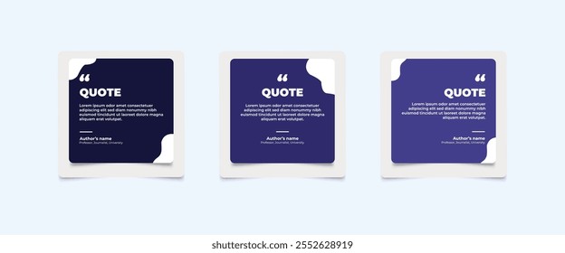 Set of Social Media Post Design Templates for Quotes. Quote Frame Template Set with Copy Space for Text with a different colour. Text in brackets.