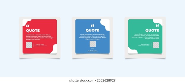 Set of Social Media Post Design Templates for Quotes. Quote Frame Template Set with Copy Space for Text with a different colour. Text in brackets.