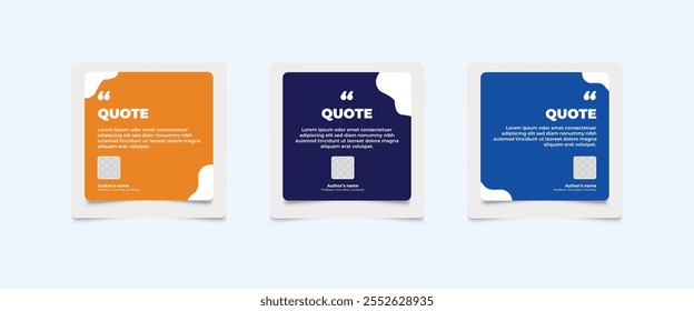 Set of Social Media Post Design Templates for Quotes. Quote Frame Template Set with Copy Space for Text with a different colour. Text in brackets.