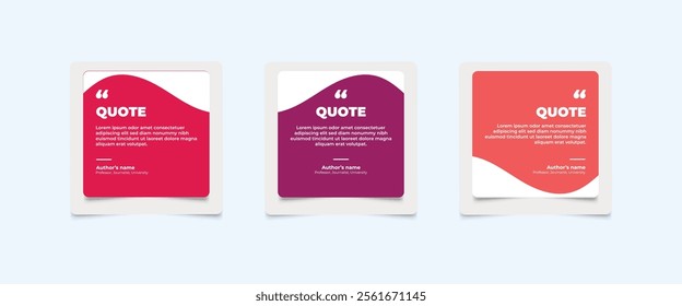 Set of Social Media Post Design Templates for Quotes. Quote Frame Template Set with Copy Space for Text with a different colour. Text in brackets.