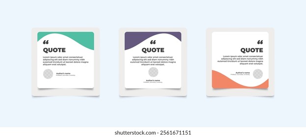 Set of Social Media Post Design Templates for Quotes. Quote Frame Template Set with Copy Space for Text with a different colour. Text in brackets.