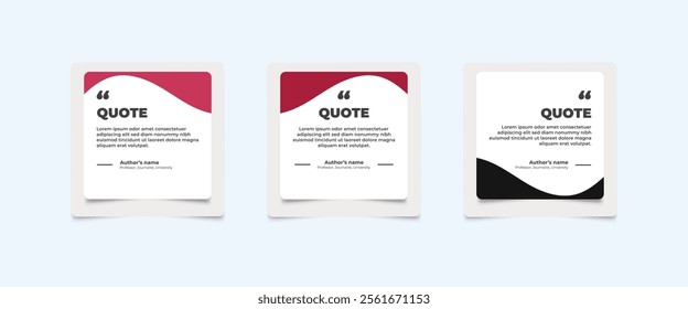 Set of Social Media Post Design Templates for Quotes. Quote Frame Template Set with Copy Space for Text with a different colour. Text in brackets.