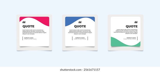 Set of Social Media Post Design Templates for Quotes. Quote Frame Template Set with Copy Space for Text with a different colour. Text in brackets.