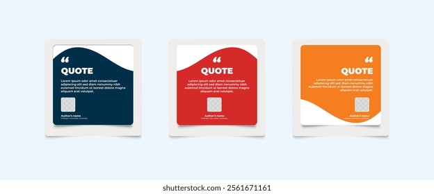 Set of Social Media Post Design Templates for Quotes. Quote Frame Template Set with Copy Space for Text with a different colour. Text in brackets.