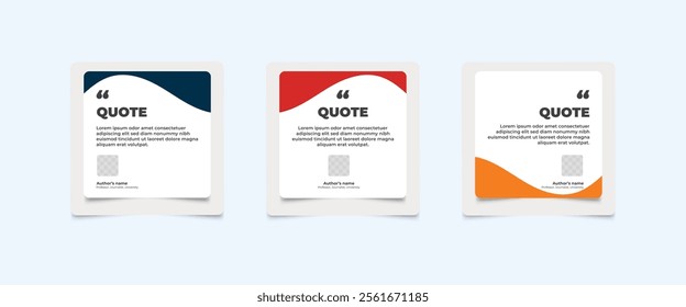 Set of Social Media Post Design Templates for Quotes. Quote Frame Template Set with Copy Space for Text with a different colour. Text in brackets.