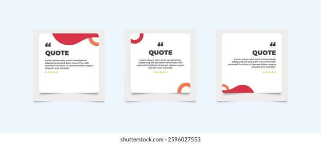 Set of Social Media Post Design Templates for Quotes. Quote Frame Template Set with Copy Space for Text with a different colour. Text in brackets.