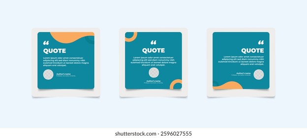 Set of Social Media Post Design Templates for Quotes. Quote Frame Template Set with Copy Space for Text with a different colour. Text in brackets.