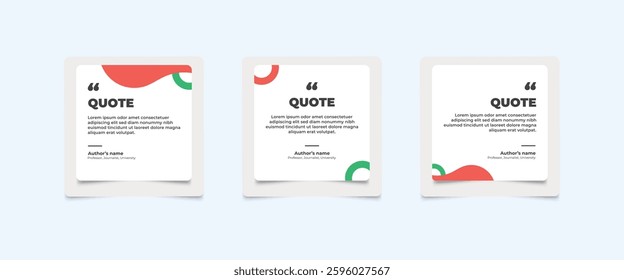 Set of Social Media Post Design Templates for Quotes. Quote Frame Template Set with Copy Space for Text with a different colour. Text in brackets.