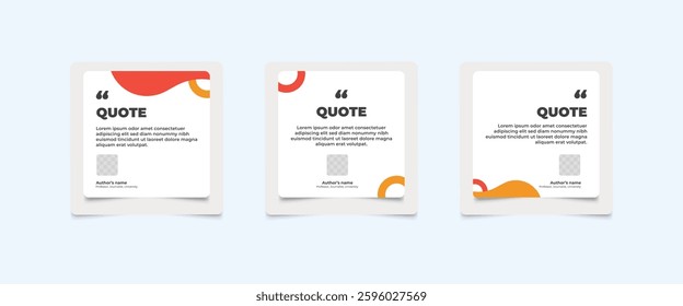 Set of Social Media Post Design Templates for Quotes. Quote Frame Template Set with Copy Space for Text with a different colour. Text in brackets.