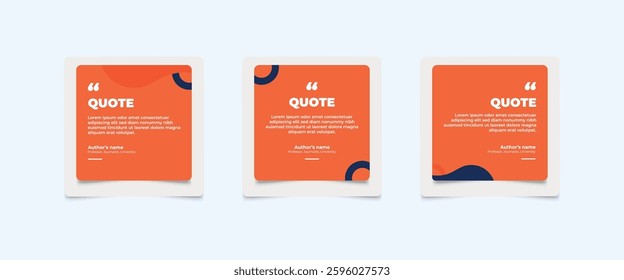 Set of Social Media Post Design Templates for Quotes. Quote Frame Template Set with Copy Space for Text with a different colour. Text in brackets.