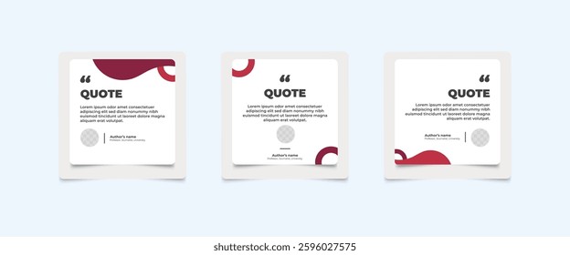 Set of Social Media Post Design Templates for Quotes. Quote Frame Template Set with Copy Space for Text with a different colour. Text in brackets.