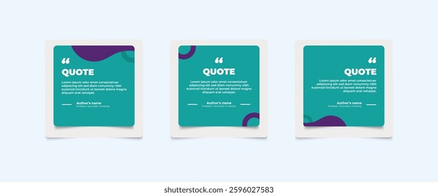 Set of Social Media Post Design Templates for Quotes. Quote Frame Template Set with Copy Space for Text with a different colour. Text in brackets.