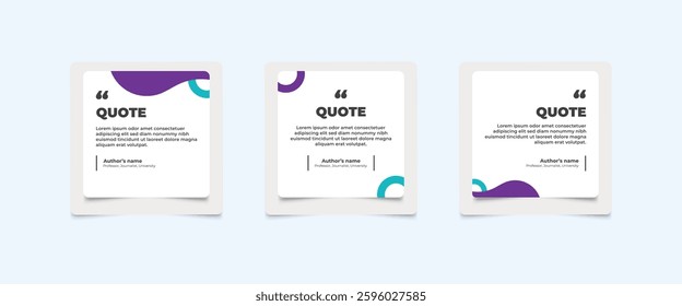 Set of Social Media Post Design Templates for Quotes. Quote Frame Template Set with Copy Space for Text with a different colour. Text in brackets.