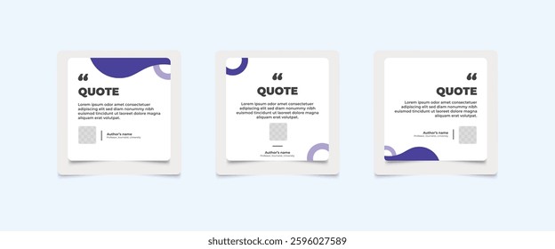 Set of Social Media Post Design Templates for Quotes. Quote Frame Template Set with Copy Space for Text with a different colour. Text in brackets.