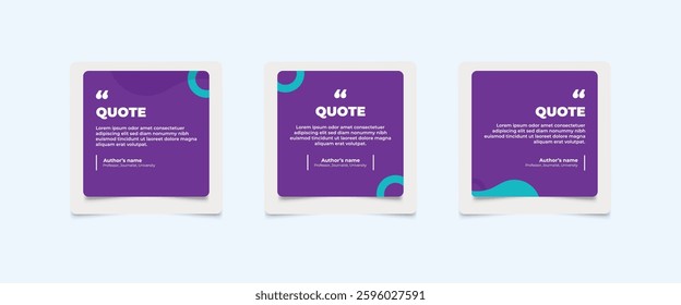 Set of Social Media Post Design Templates for Quotes. Quote Frame Template Set with Copy Space for Text with a different colour. Text in brackets.