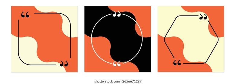 Conjunto de Plantilla de diseño de publicaciones de redes sociales para citas. Conjunto de Plantilla en blanco con Espacio para texto para texto en Anuncio cuadrado con fondo degradado moderno.