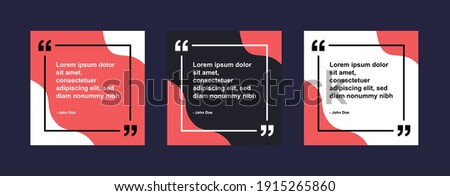 Set of Social Media Post Design Template for Quotes. Social Instagram Post or Square Banner with Creative Abstract Background and Border