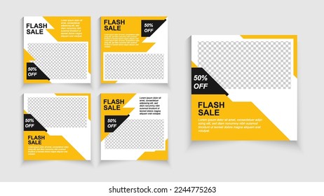 Set of Social Media Post, Flash Sale background with stripe line shape. Screen backdrop for mobile app. Social media story mockup.