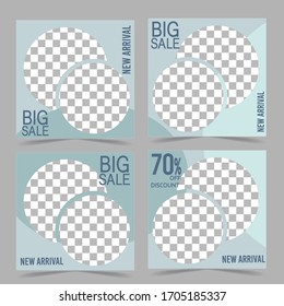 
set of social media post frame templates with a hollow square and two spaces for pictures